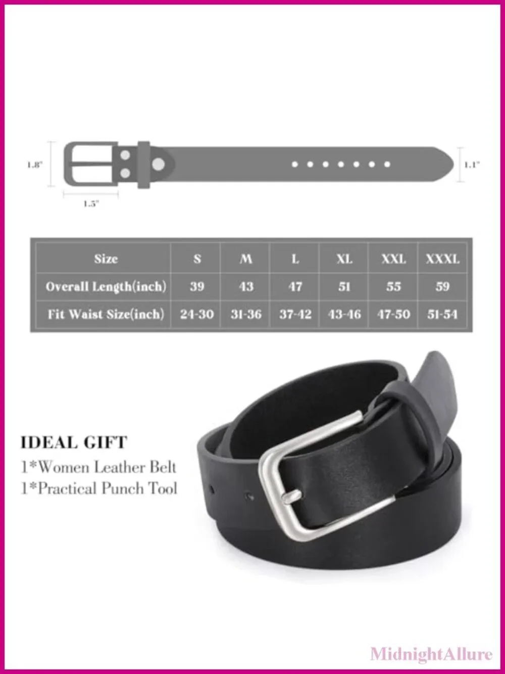 Women's Faux Leather Belt with Pin Buckle for Jeans Pants